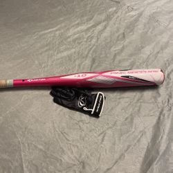 Softball Bat And Batting Glove 