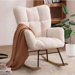 Nursery Rocking Chair Teddy Upholstered Glider Rocker Rocking Accent Chair