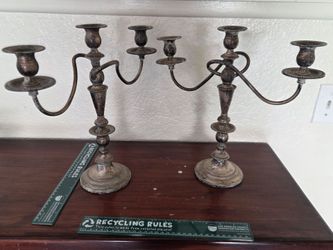 Vintage Weighted Sterling Silver 3-Arm Candelabra