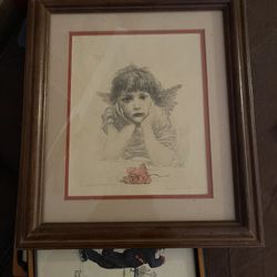 Cupid In Trouble Etching By F.M. Speigle Tinted Art Print