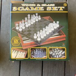 wood and glass 3 game set 