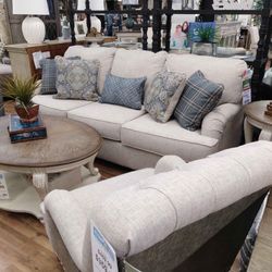 Traemore Linen Living Room Set (SOFA and LOVESEAT