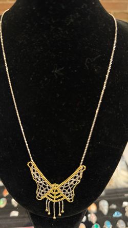 10k and sterling silver butterfly necklace/pendant 18” long perfect Mother’s Day gift no trades pick up in Tacoma