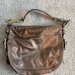 coach bronze leather shoulder bag