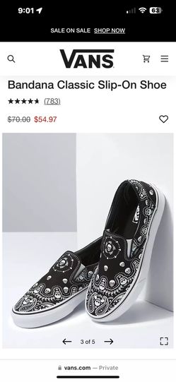 Vans Bandana W/skulls Slip On Shoes