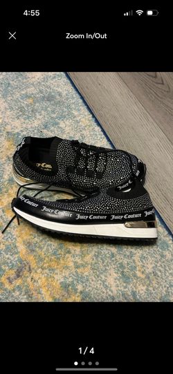Juicy Couture Bellamy Embellished Sneakers Women Size 7.5 Crystal Bling Black