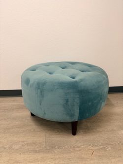 Turquoise tufted ottoman