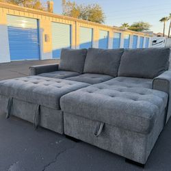 Dark Gray Sofa Chaise Couch With Storage 🚛🚚 Free Delivery 🚛🚚