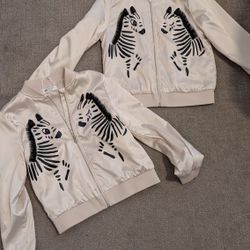 H &M Bomber Jacket- light. Zebra   Size 8-9