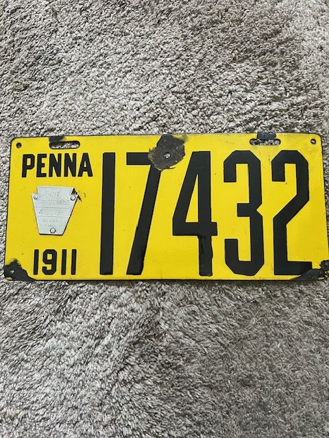 1911 Pennsylvania License Plate-114 Years Old