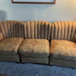 1950s Scalloped Sectional Couch.