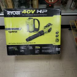 RYOBI 40V HP Brushless Whisper Series 190 MPH 730 CFM Leaf Blower And  Backpack With  Two 6.0 Ah Batteries & Charger