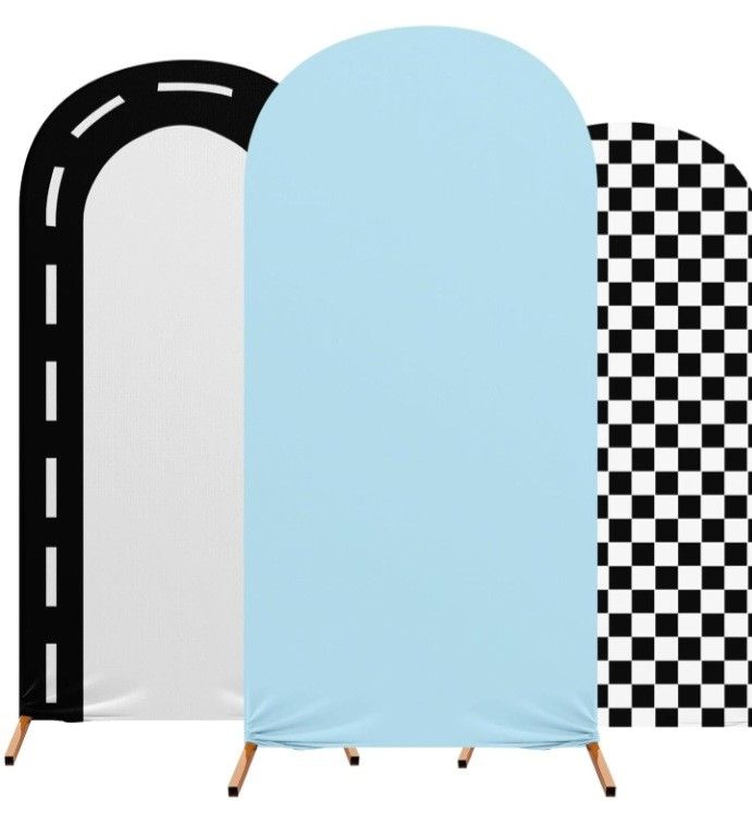 Fast Party Arch Backdrop Cover Set of 3 Racing Theme Arch Covers Spandex Stretch Backdrop Stand 4ft, 5ft, 6ft for Wedding Birthday Banquet Ceremony De