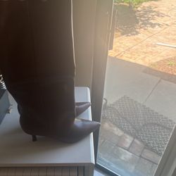 brown pu leather boots 