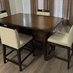 Julian Place Chocolate 5 Pc Counter Height Dining Room with Vanilla Stools
