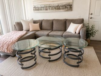 Modern Glass Top Table Set – Set of 3