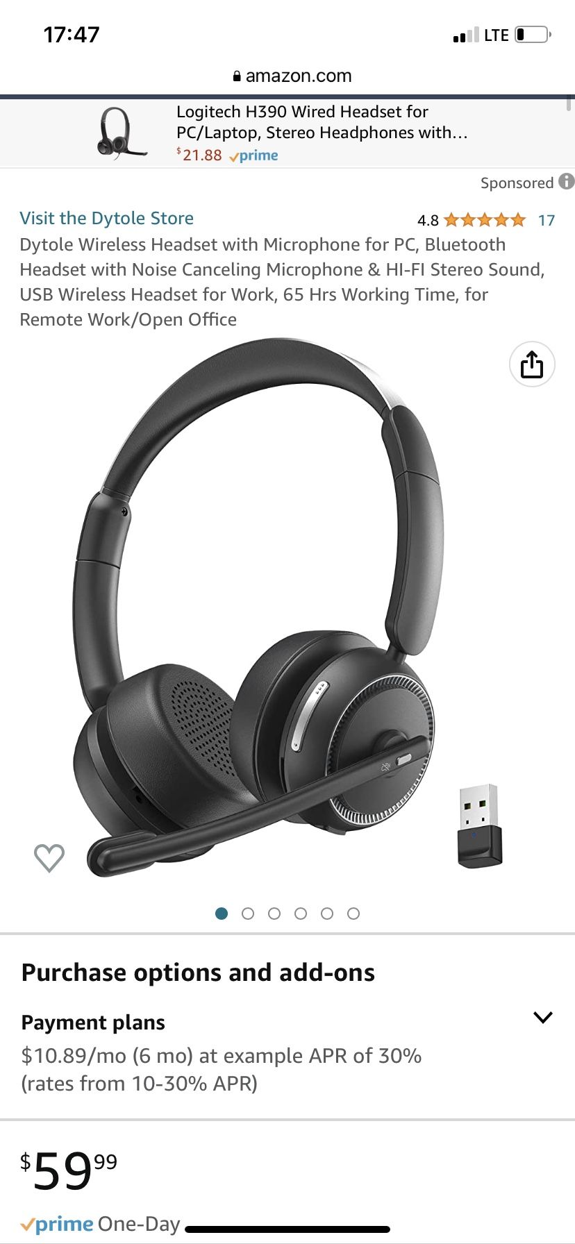 Wireless Headset with Microphone for PC