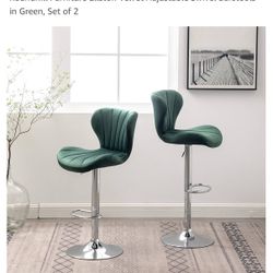 Green Velvet Barstools 
