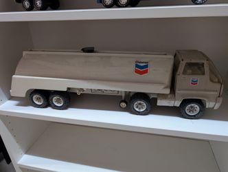 Vintage Chevron Fuel Tanker Truck Toy Advertising Plastic Collectible