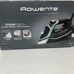Rowenta Steam Force+ Iron for Clothes, Stainless Steel Soleplate, 1850 Watts, 400 Microsteam Holes, Garment Steamer, Black & Blue, DW9440U1