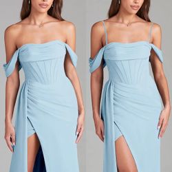 Azazie Amyra Blue Dress Like New Size 0