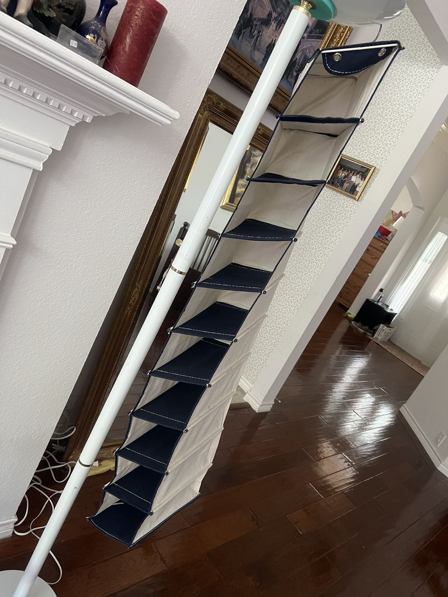 Hanging Closet Organizer, 10-Shelf Closet Hanging Shelves, White