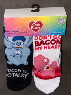 New 10 Pack Care Bears Women’s Low Cut Socks Fits Shoes 4-10