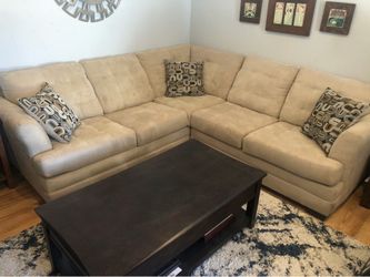Beige sectional couch