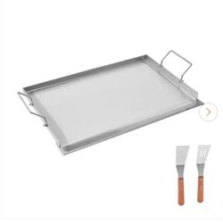 SKYSHALO
Stainless Steel Griddle, Portable Family Cookware with Handle, 23x16 in. Universal Flat Top Rectangular Plate,