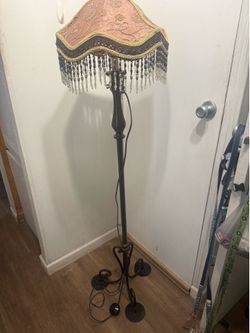 Victorian style fancy lamp with beaded fringes