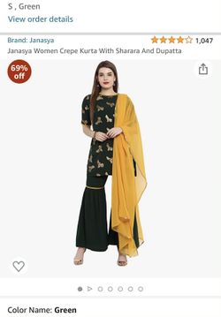 Women Crepe Kurta With Sharara And Dupatta..