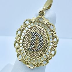 14k Gold D Pendant 
