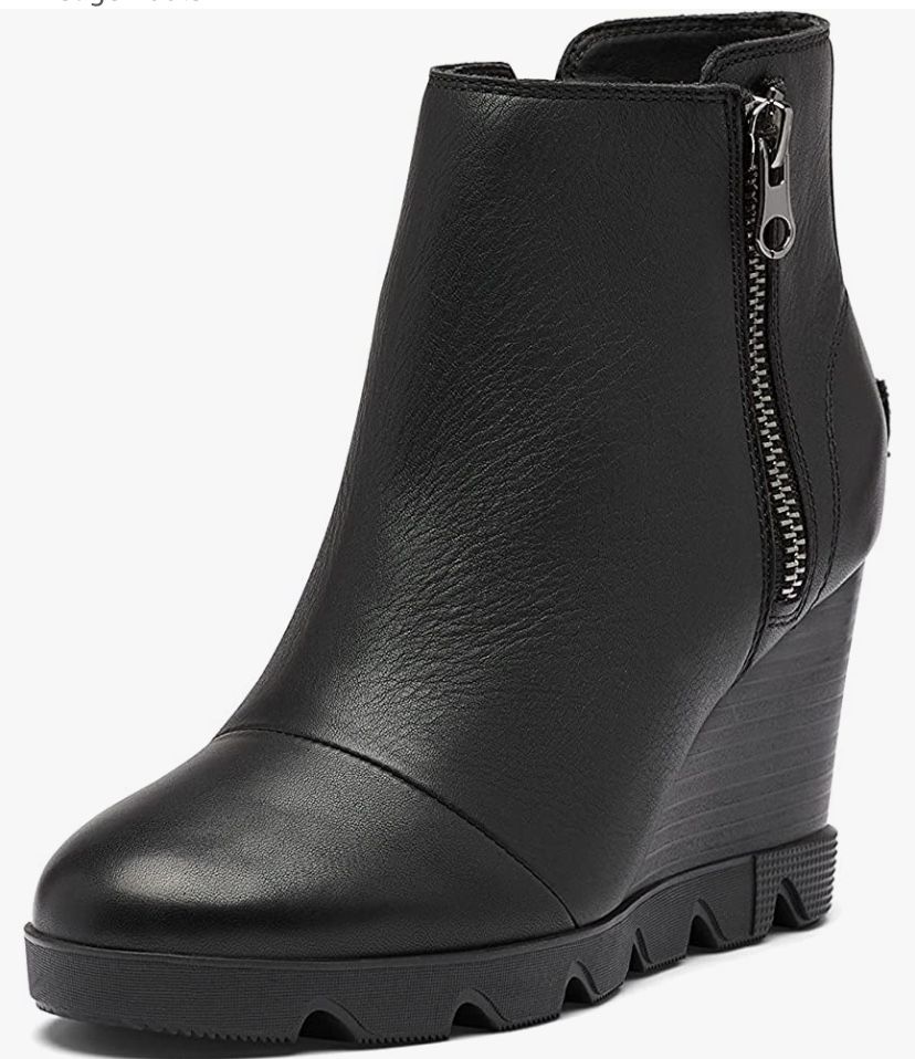 SOREL Women's Joan Uptown Zip Bootie — Waterproof Leather Wedge Boots🔥 Womens Size 7