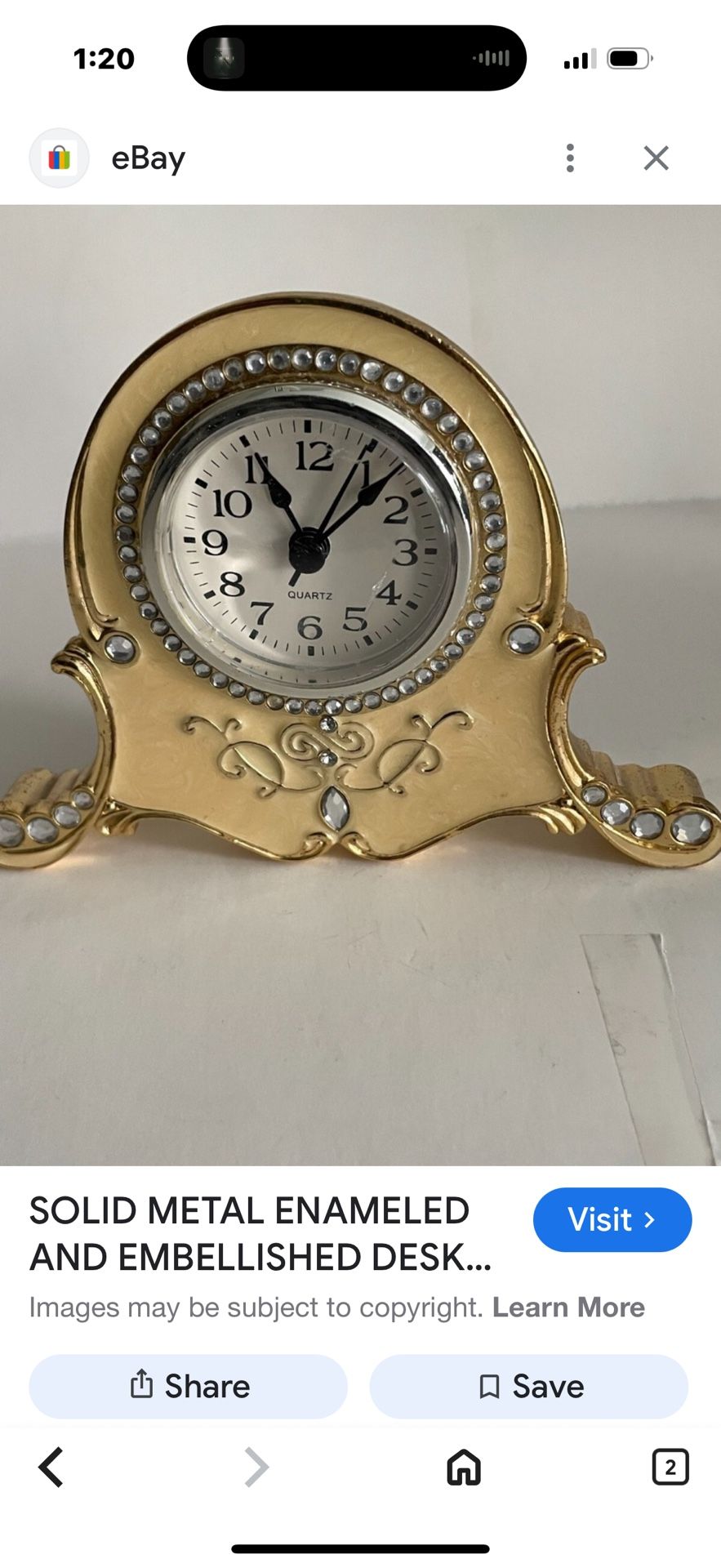 Solid Metal & Embellished Clock