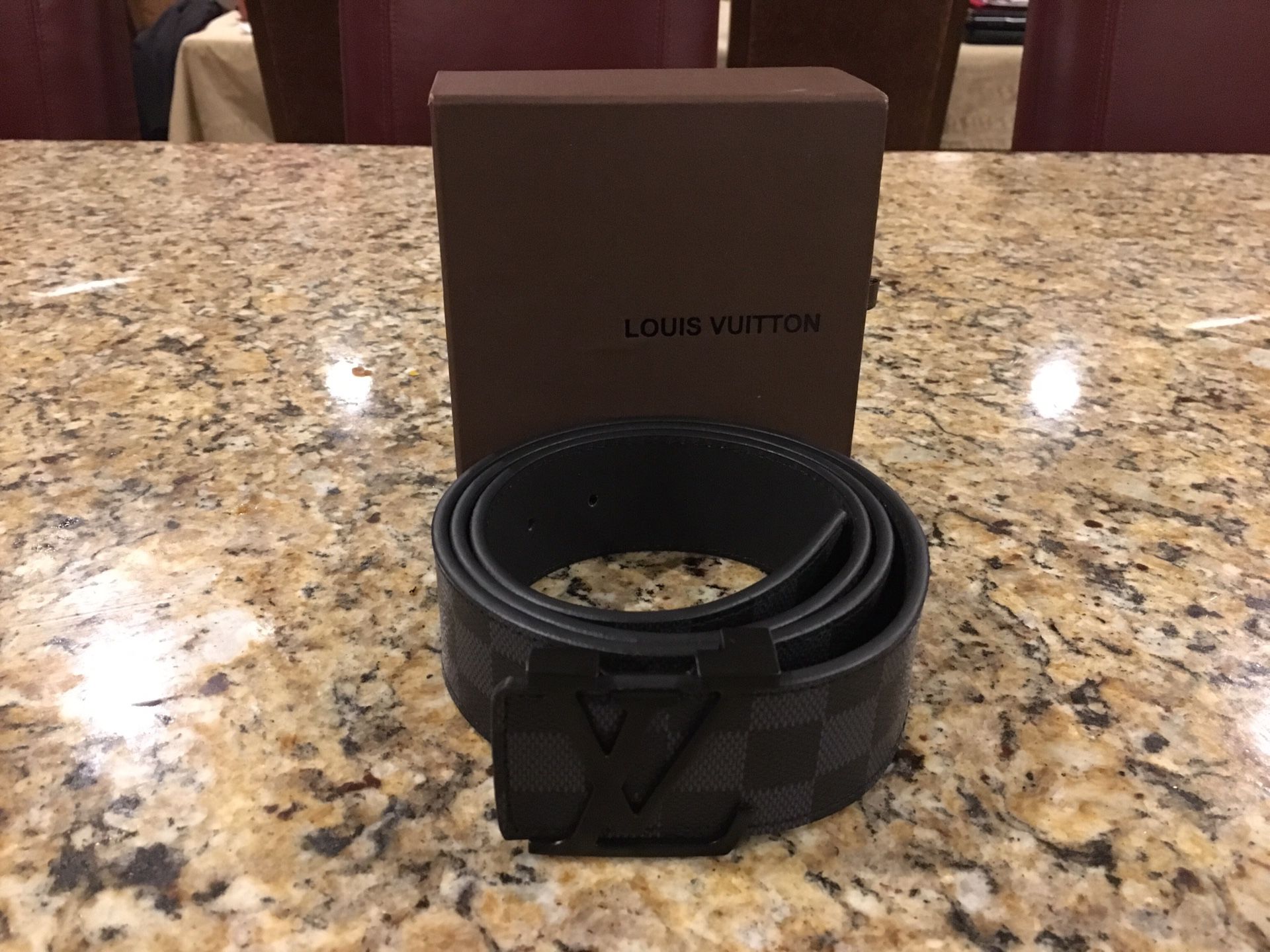 Louis Vuitton Black and Grey Designer Belt