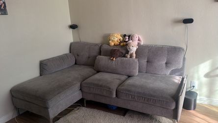 Gray Fabric Sectional Sofa with Chaise