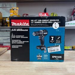 Makita 18V LXT Sub-Compact Lithium-Ion Brushless Cordless 1/2 in. Hammer Driver Drill (Tool Only)
