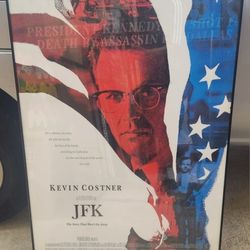 1991 Original Warner Bros. JFK Kevin Costner Movie Poster Framed 27" × 40" Hard to Find