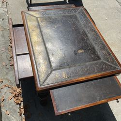 Solid Wood and Metal Coffee Table with Drawers and Extenders 
