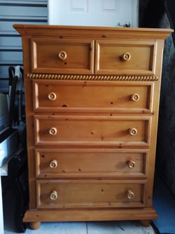 Solid Pine Wood Tall Dresser Chest of Drawers
