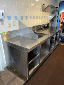 Commercial Wait / Beverage Station Stainless Steel 12 Ft