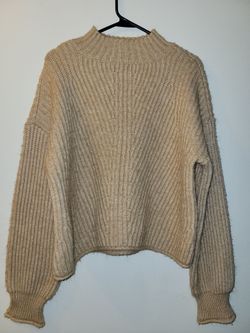 Cream Rib Knit women's sweater