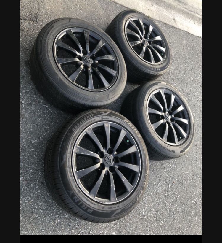 4 X 225/55r17 5x4.5 5x114.3 Stock Lexus IS Toyota Camry Ford Mustang Civic Sentra Altima rims Wheels 80% Treads Tires !!!!