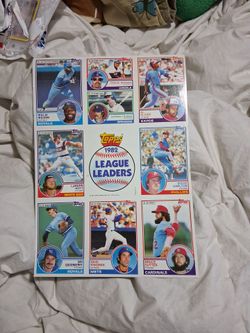1982 Topps League Leaders Baseball Card Sheet.
