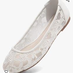 Ballet Style Flats Floral Lace Dress shoes Women SZ 8