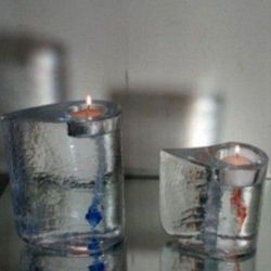 1980s KJELL ENGMAN - KOSTA BODA SWEET HEARTS. VOTIVES  6.5"×5" 