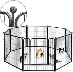 Dog Playpen Outdoor, 8 Panels Heavy Duty Metal Dog Pen, Pet Fence for Large/Medium/Small Dogs, with Doors Foldable Metal Dog playpen 24x31