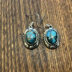 Copper Turquoise, Sterling Silver, Chuck Clemensey Earrings