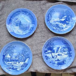 4 Currier & Ives Vintage Plates
