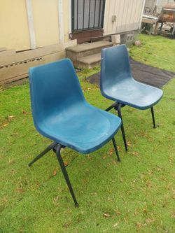 2  Chairs  Hard  Plastic  Metal  Legs